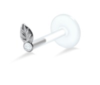 Stone Set Leaf Shaped Labrets Push-in LA-751